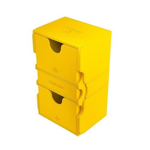 Stronghold 200+ Xl Convertible Deck Box Double-Sleeved Card Game Protector With Accessories Drawer Nexofyber Surface Holds Up To 200 Cards Yellow Color Made By Gamegenic (Ggs20114Ml)