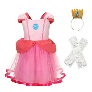 Dressy Daisy Super Brothers Princess Costume Tulle Dress For Baby Girls Halloween Birthday Party Fancy Outfits With Crown And Gloves Size 3-6 Months, Hot Pink