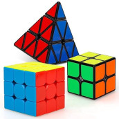 Steam Life Speed Cube Set 3 Pack Magic Cube - Includes Speed Cubes 3X3, 2X2 Speed Cube, Pyramid Cube - Smoothly Puzzle Cube Collection For Kids Teens & Adults