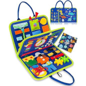 Exorany Busy Board Montessori Toys For 1 2 3 4 Year Old Boys & Girls Gifts, Sensory Toys For Toddlers 1-3, Autism Educational Travel Toys, Preschool Activities For Learning Fine Motor Skills (Blue)