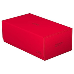 Ultimate Guard Arkhive 800+, Deck Case For 800 Double-Sleeved Tcg Cards, Red, Compatible With Boulders, Magnetic Closure & Microfiber Inner Lining