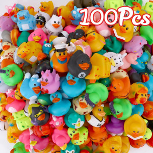100 Pack Bulk Rubber Ducks for Kids Bath Toys and Jeep Ducks for Ducking ,Toddlers Floater Duck Bath Time Showers Accessories Birthday Party gifts for Baby