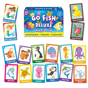Go Fish Deluxe Animal Rescue Family Card Game For Girls Boys & Parents Strategic Animal Matching Game Play Laugh & Learn Together Ages 5 & Up Fun At Home School Travel Search & Find Game Play