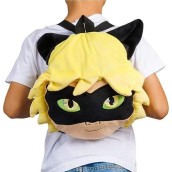 P.M.I. Miraculous Ladybug Plush School Backpack | One Of Two 12-Inch-Tall Collectibles | Miraculous Ladybug Toys And Playable Plush Backpacks | Cat Noir