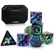 Dnd Dice Rechargeable With Charging Box, Light Up Dice 7 Pcs Led Electronic Dices, Dungeons And Dragons Dice Polyhedral Dice Sets For Tabletop Games Zhoorqi D&D Dice Role Playing Game (3 Color Light)