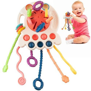 Baby Montessori Toy, Food Grade Silicone Teething Toy For 6-12 12-18 Months Toddler Babies, Sensory Toy, Motor Skills & Pull String Activity For 1 2 3 4 5 6 Years Old Infant Boy Girl Easter Gifts