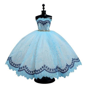 Fashion Ballet Tutu Dress For 11.5" Doll Clothes Outfits 1/6 Doll Accessories Rhinestone 3-Layer Skirt Ball Party Gown (Blue)
