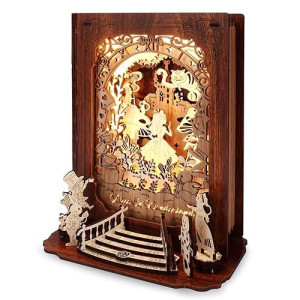 Funpola Alice In Wonderland 3D Puzzle Nightlight - Diy 3D Led Book Lamp - 3D Wood Puzzles D�cor Lamp For Kids And Adults