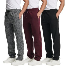 Real Essentials Men'S Big And Open Bottom Tech Fleece Active Sports Athletic Training Soccer Track Gym Running Casual Terry Quick Dry Fit Sweatpants Pockets Pants Heavy - Set 6, 3X, Pack Of 3