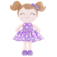 Gloveleya 12" Plush Rag Doll - Soft First Baby Toy For Girls With Purple Polka Dot Dress