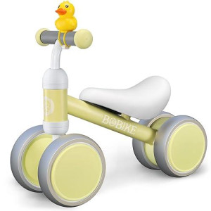 Baby Balance Bike Toys For 1 Year Old Gifts Boys Girls 10-24 Months Kids Toy Toddler Best First Birthday Gift Children Walker No Pedal Infant 4 Wheels Bicycle (Macaron Yellow)