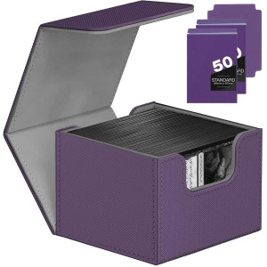 Scimi Commander Leather Deck Box, Designed Specifically For Magic: The Gathering (Mtg) And Trading Card Game (Tcg) Enthusiasts, Hold Over 100 Sleeved Cards (Purple)