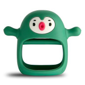 Smily Mia Penguin Buddy Never Drop Silicone Baby Teething Toy For 0-6Month Infants, Baby Chew Toys For Sucking Needs, Hand Pacifier For Breast Feeding Babies, Car Seat Toy For New Born,Pine Green