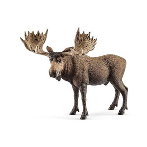 Schleich Wild Life Moose Bull Figurine - Wild Animal Toy Figurine, Durable For Education And Imaginative Play For Boys And Girls, Gift For Kids Ages 3+