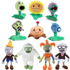 Jhesao 10 Pcs Plants And Zombies Plush Pvz Plushies Zombies Brown Coat Toys Normal Zombies Pvz 1 2 Stuffed Soft Doll Gray Zombies New