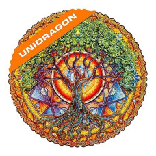 Unidragon Original Wooden Jigsaw Puzzles - Mandala Tree Of Life, 350 Pcs, King Size 13"X13", Beautiful Gift Package, Unique Shape Best Gift For Adults And Kids