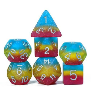 Hddais 7Pcs Pansexual-Pride Polyhedral Dice Set, Homosexual Flag D&D Dice For Dungeons And Dragons, Dnd Dice For Rpg Mtg And Other Table Games(Matte)