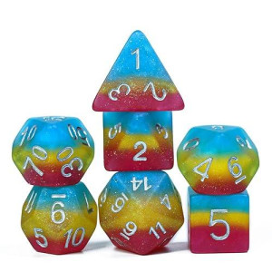 Hddais 7Pcs Pansexual-Pride Polyhedral Dice Set, Homosexual Flag D&D Dice For Dungeons And Dragons, Dnd Dice For Rpg Mtg And Other Table Games(Matte)