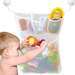 4 Mesh Bath Toy Holder, Storage Bag With 2 Ultra Strong Sucker, Make Baby Bath Toy Easy Storage-Kids&Babby