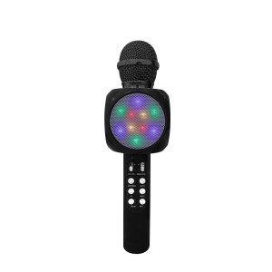gabba goods Karaoke LED Karaoke Microphone Speaker Bluetooth Hand Held Karaoke Mic with Echo Effect Sing Along and Record Your self (Black)