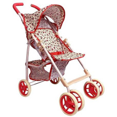 Baby Doll Stroller For Toddler Girls & Big Kids Up To 8 Years Old | 28� Baby Stroller For Dolls, Toy Baby Stroller With Cute Coral Floral Print, Mesh Storage Basket, Canopy, Handle Grips, Rubber Tires