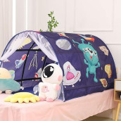 Happy Tent Space Stars Bed Tents For Kids Portable Play Tent Game House For Boys Girls Breathable Cottage Diy Inner Pocket Sleeping Tent Toddlers Playhouse With Double Net Curtain & Carry Bag (Alien)