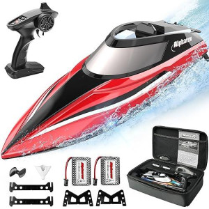 Alpharev Rc Boats With Case - R308 20+ Mph Fast Remote Control Boat For Pool & Lake With 2 Batteries, 2.4Ghz Rc Boats For Adults & Kids, Summer Water Toys Birthday Gifts For Boys Teens