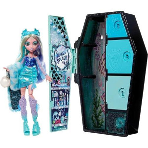 Monster High Skulltimate Secrets Fearidescent Series Doll & Accessories Set, Lagoona Blue With Dress-Up Locker & 19+ Surprises