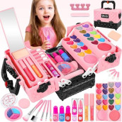 Kids Makeup Kit For Little Girls,44 Pcs Washable Makeup Kit,Kids Real Girls Makeup Kit With Cosmetic Case,Pretend Play Makeup Set Toys Birthday Gifts For 3 4 5 6 7 8-12 Years Old Toddler Girls,Kids