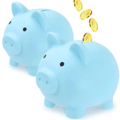 Gadiedie 2Pcs Large Piggy Bank,Coin Bank For Boys And Girls,Unbreakable Plastic Money Bank,Cute Pig Money Box,Practical Gifts For Birthday, Festival, Baby Shower