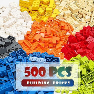 Unirolic 300Pcs Classic Building Blocks, Basic Building Bricks With Wheels, Windows & Door Pieces, Mix Colors Bulks Building Sets For Boys And Girls, Compatible With All Brands