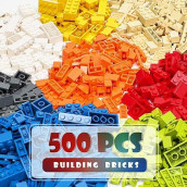 Unirolic 300Pcs Classic Building Blocks, Macaroon Basic Building Bricks With Trees, Fences & Streetlights, Mix Colors Bulks Building Sets For Boys And Girls, Compatible With All Brands