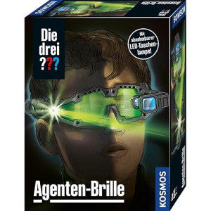 Die Drei ??? Kosmos Agent Glasses Built-In Double Led Night Light Up Visor Prefold With Search Lens And Magnifying Lens Detective Toy Role Play