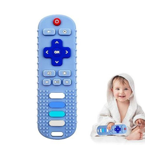 Silicone Baby Teething Toys,Remote Control Teether For Babies 0-18 Months,Baby Chew Teether Toys For Infant And Toddlers,Bpa Free (Blue)