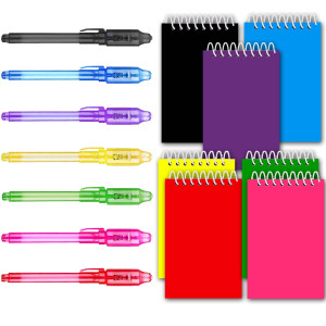 Zunteng Invisible Ink Pen14Pcs Spy Pen And Notebookinvisible Disappearing Ink Pen With Uv Light Fun Activity Entertainment For Secret Message And Kids Goodies Bags Toy