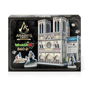 Wrebbit3D - Assassin�S Creed Unity - Notre-Dame 3D Jigsaw Puzzle - 860 Pcs, Includes References From Ubisoft�S Video Game, Using Unique �� Thick Foam Back Jigsaw Puzzle Pieces Providing Sturdy Design