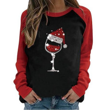 Jovati 2022 Women Christmas Sweatshirts Tops Fall Fashion Cute Printed Long Sleeve Shirts Trendy Dressy Casual Pullover Comfy