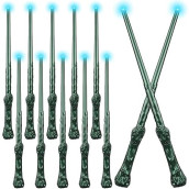 Jerify 10 Pieces Light Up Magical Wizard Wands Sound Illuminating Toy Wand 14.6 Inch Witch Wand For Kids Halloween Birthday Gifts Cosplay Party Costume Accessories (Green)