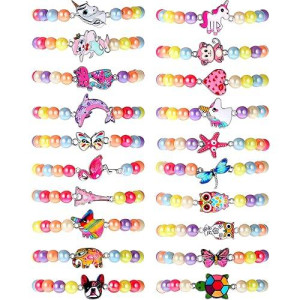 Bbto 20 Pieces Unicorn Bracelets Friendship Bracelets For Girls Women Bracelets Jewelry Animal Pendant Unicorn Owl Cute Bracelets Adjustable For Prize Pretend Play Party Favors (Cute Style)
