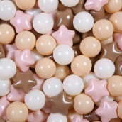 Ball Pit Balls Pack Of 100 Bpa Free Crush Proof Plastic Balls For 1 2 3 4 5 Years Old Children'S Toy Balls Ocean Balls 2.15 Inch Pack Of 100, Pearl Pink+Brown+Beige