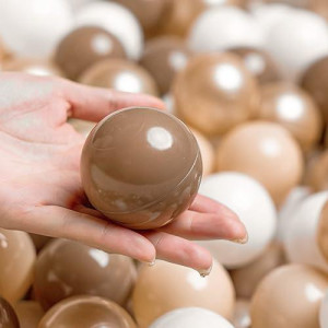 Trendplay Pit Balls For Toddlers 1-3, Pack Of 100 -Brown Balls Bpa Free Phthalate Free Crush Proof Balls For Toddlers Baby Kids Party, Pearl Brown+Brown+Khaki+White