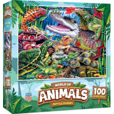 Masterpieces 100 Piece Family Jigsaw Puzzle For Kids - Reptile Friends - 14" X 19"