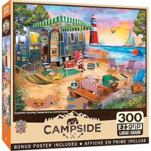 Masterpieces 300 Piece Ez Grip Jigsaw Puzzle For Adults, Family, Or Kids - Oceanside Camping - 18" X 24"
