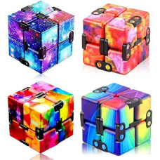 4 Pack Infinity Cubes Fidget Toys Stress And Anxiety Relief Toys, Toy Relaxing Hand-Held For Adults For Add/Adhd/Ocd