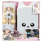 Na Na Na Surprise Mini Backpack Series 2 Khloe Kitty Fashion Doll, Fuzzy White Kitty Backpack, gift for Kids, Ages 4 5 6 7 8+ Years