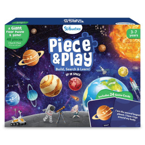 Skillmatics Floor Puzzle & Game - Piece & Play Up In Space, Jigsaw Puzzle (48 Pieces, 2 X 3 Feet), Gifts For Ages 3 To 7