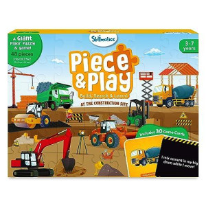 Skillmatics Floor Puzzle & Game - Piece & Play Construction Site, Jigsaw & Toddler Puzzles, Educational Toy, Gifts For Boys & Girls Ages 3, 4, 5, 6, 7 (48 Pieces, 2 X 3 Feet)