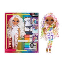 Rainbow High Color & Create Fashion Diy Doll With Washable Rainbow Markers, Purple Eyes, Curly Hair, Bonus Top & Shoes. Color, Create, Play, Rinse And Repeat. Creative 4-12+