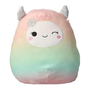 Squishmallows Kellytoy 2022 7'' Holiday Yeti - Includes Stickers, Multicolor
