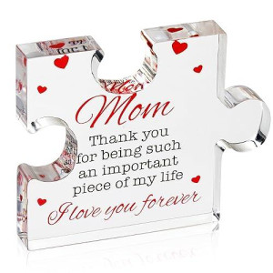 Birthday Gifts For Mom - Engraved Acrylic Block Puzzle Mom Present 4.1 X 3.5 Inch - Cool Mom Presents From Daughter, Son, Dad - Heartwarming Mom Birthday Gift, Ideas